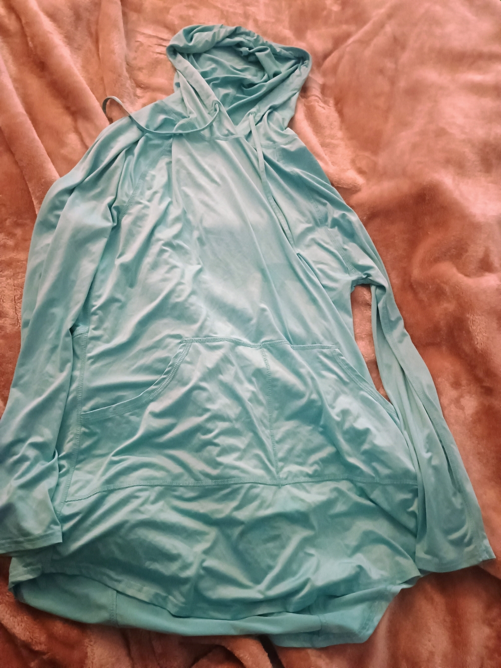 Laguna B Aqua Hooded Swim Coverup with Kangaroo Pocket